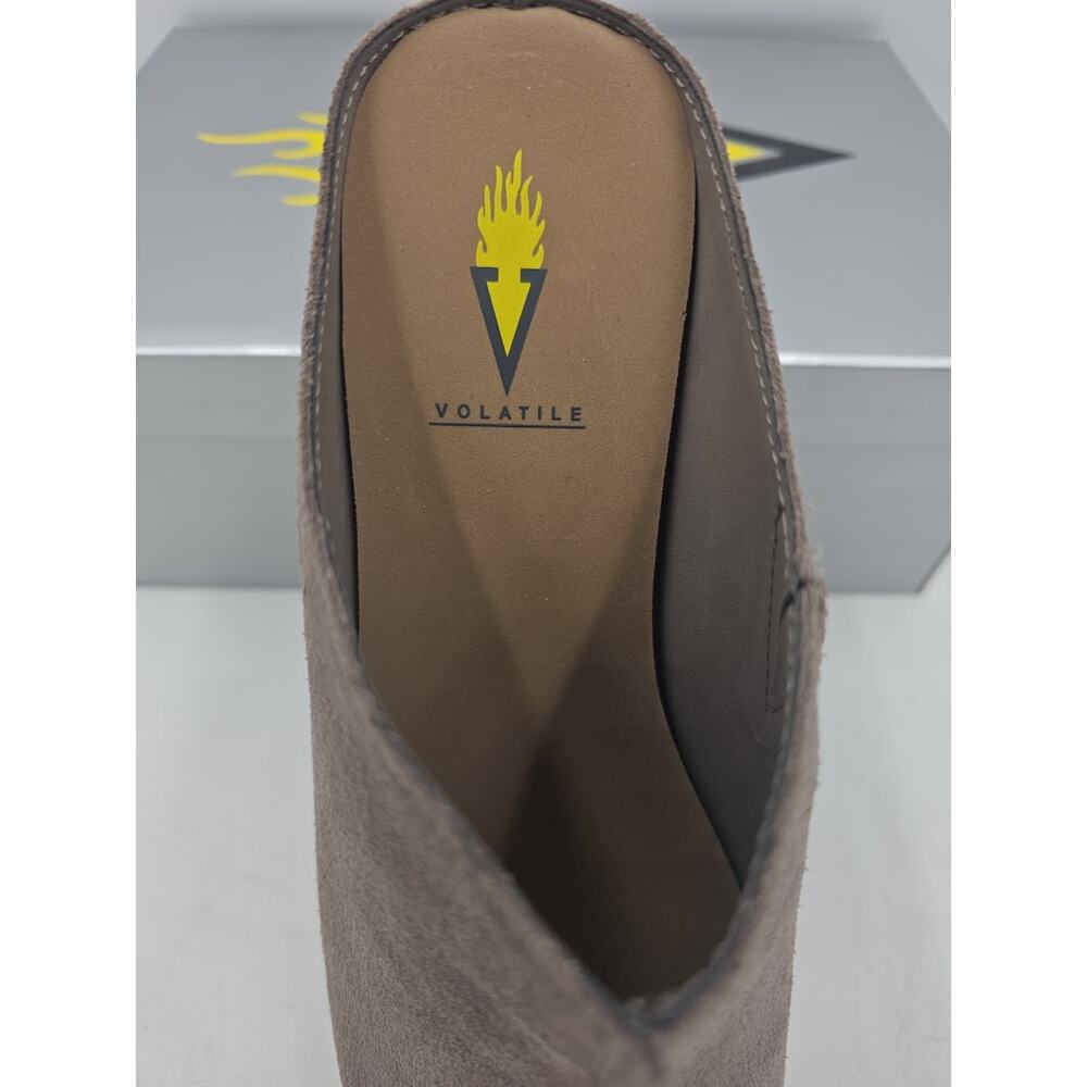 Volatile Carrier Taupe Womens Size 8 Suede Leather Slide Wedge Platform Sandals - Picture 4 of 5